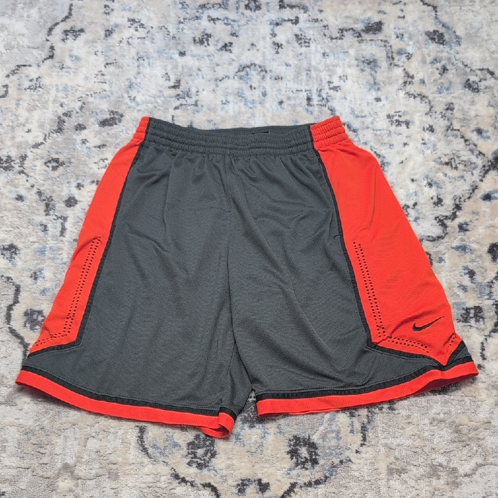 Nike Dri-FIT Basketball Shorts Gray Orange Mesh Panel Men’s L Athletic Training